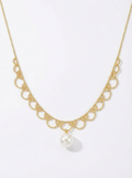 Alvpearl Gilded Lace Edison Pearl Statement Necklace - 10mm Pearl with 925 Sterling Silver Gold Lace