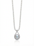 Alvpearl Convertible Cage Edison Pearl Necklace - 11-12mm Pearl with 925 Sterling Silver Double Chain