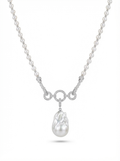 Alvpearl Infinite Grace Baroque Pearl Necklace - 15-20mm Baroque Pendant with 925 Sterling Silver Toggle Clasp