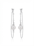 Alvpearl Ethereal Sway Edison Pearl Tassel Studs - 9-10mm Round Edison Pearl with 18K Gold Filled Tassels
