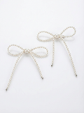 Alvpearl Pearl Bow Tassel Studs - Hand-woven 3D Pearl Bow with Tassels in 925 Sterling Silver