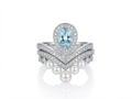 Empress Crown Aquamarine & Freshwater Pearl Ring Set