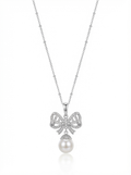 Exquisite Ribbon Bow Edison Pearl Pendant Necklace