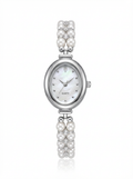 Alvpearl The Heritage Dial Double-Row Pearl Watch - Minimalist Silver-White Dial Framed by 4-5mm Natural Freshwater Pearls
